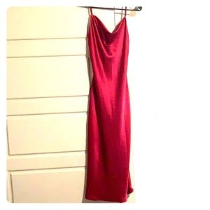 Burgundy/wine satin midi dress